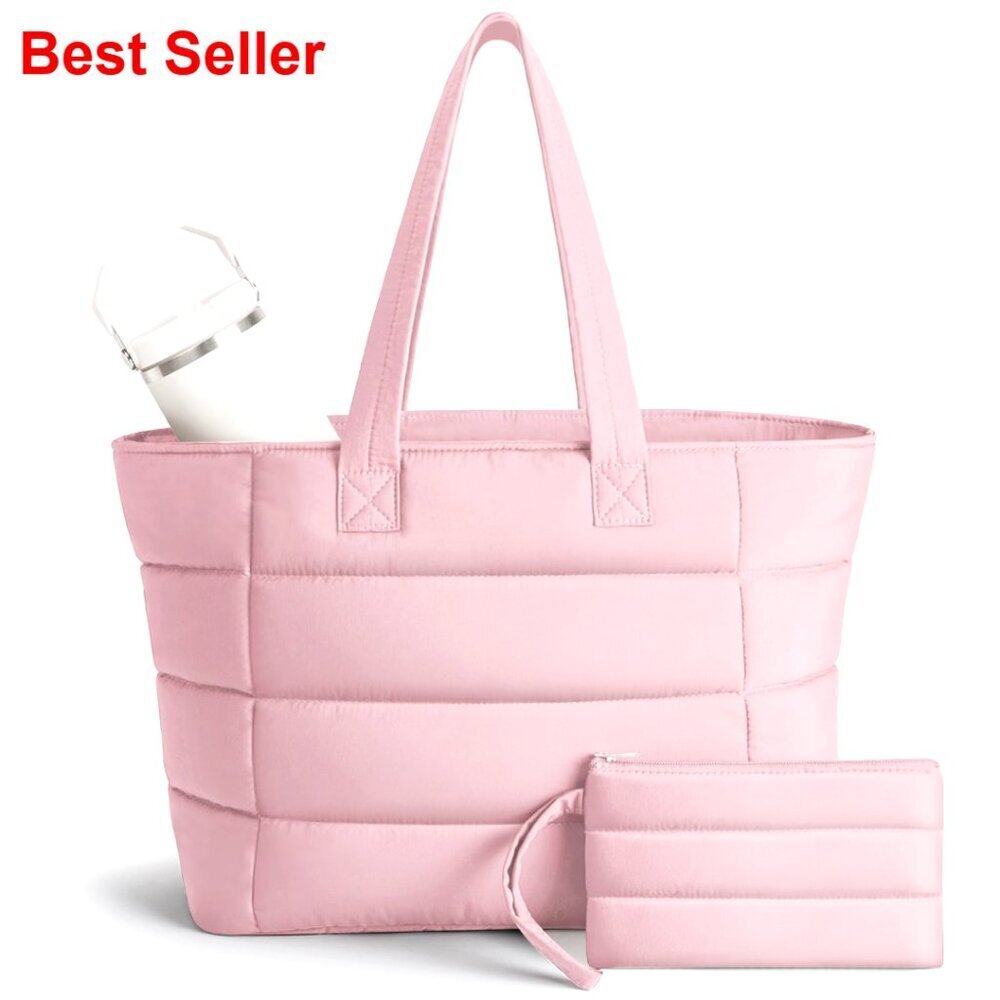 Lightweight Puffer Tote Bag for Travel Work Gym Laptop Shoulder Bag